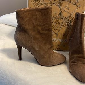 Free People high heel tan suede booties